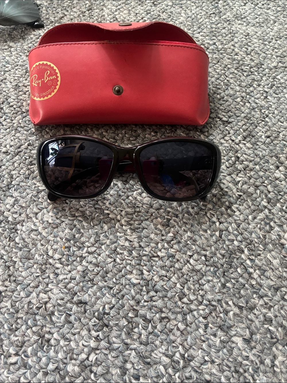 Ray-Ban Women's Black Oversized Sunglasses with Red Case